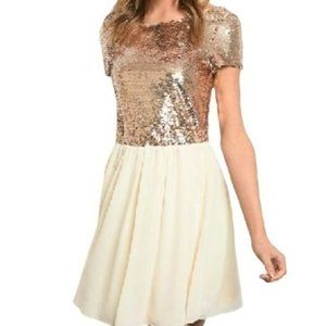 Alythea A-Line Short Sleeve Mini Cocktail Dress Rose Gold Size Small NWT